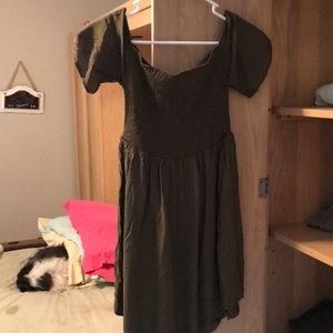 Off the shoulder olive green dress